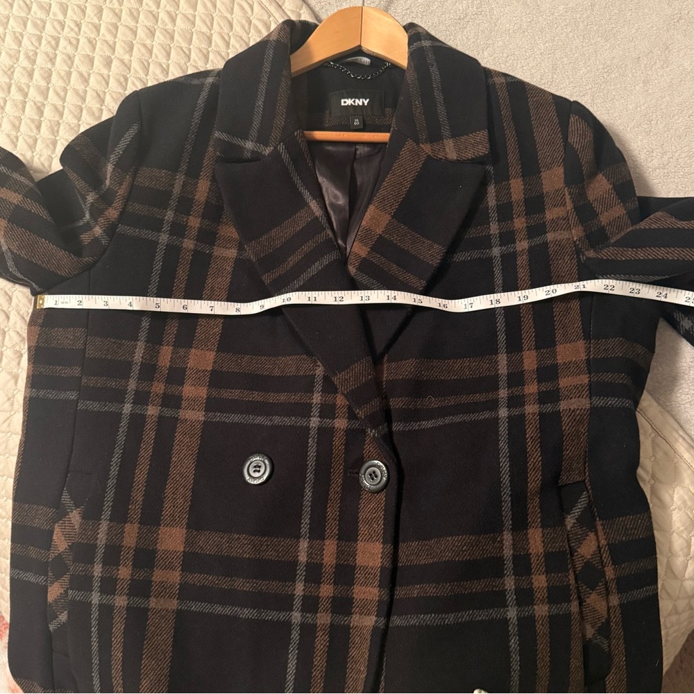 DKNY Black and Brown Plaid Coat - Picture 8 of 8